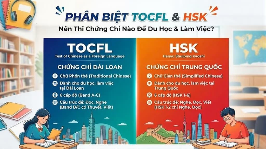 Ảnh minh họa bài viết về học tập: Phân biệt TOCFL và HSK: Nên học thi chứng chỉ nào?